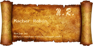 Macher Robin névjegykártya